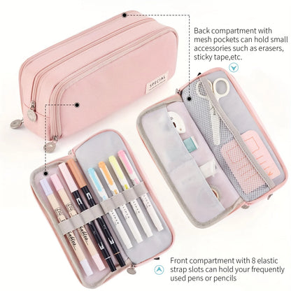 Pinkes Etui mit mehreren Fächern