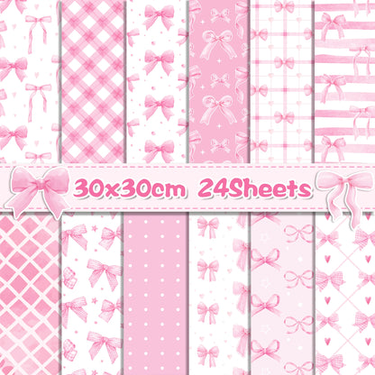 Scrapbook-Papier mit pinken Schleifen, 24 Blatt
