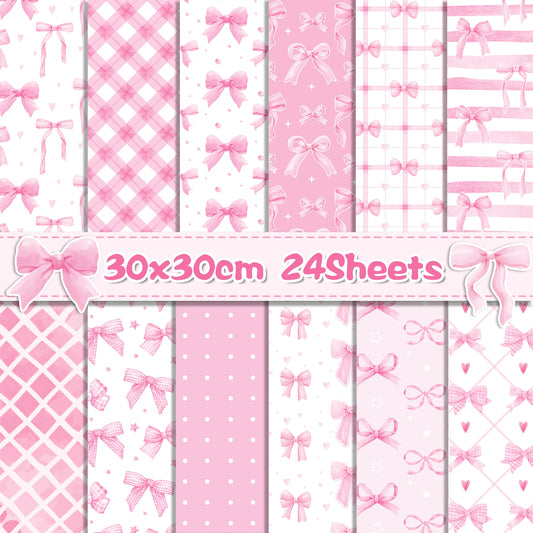 Scrapbook-Papier mit pinken Schleifen, 24 Blatt
