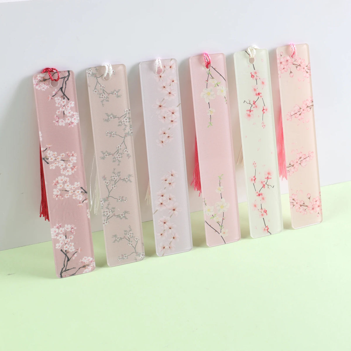 Lesezeichen mit pinkem Blumenmuster, 6 Stück