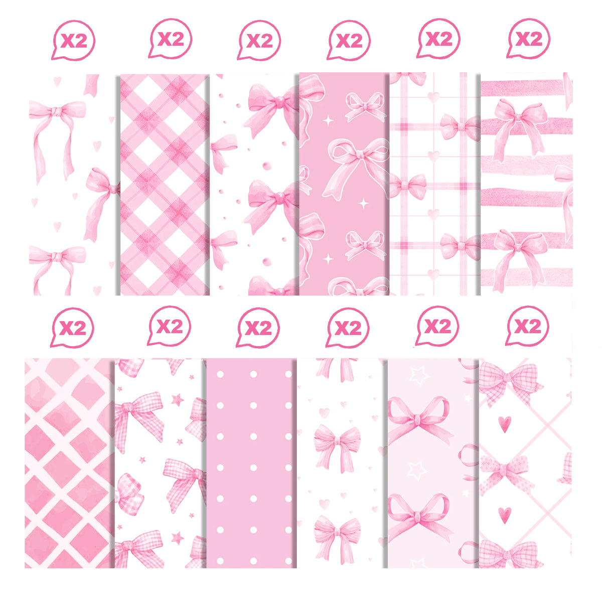 Scrapbook-Papier mit pinken Schleifen, 24 Blatt