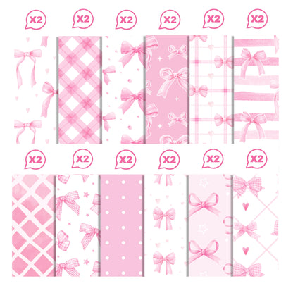 Scrapbook-Papier mit pinken Schleifen, 24 Blatt