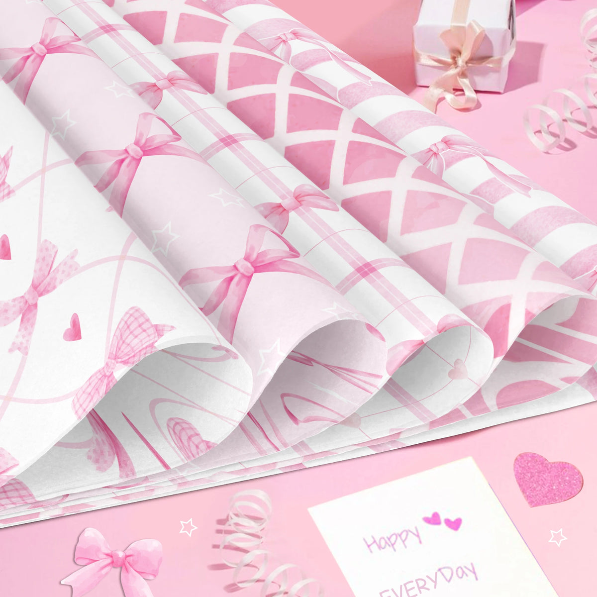 Scrapbook-Papier mit pinken Schleifen, 24 Blatt