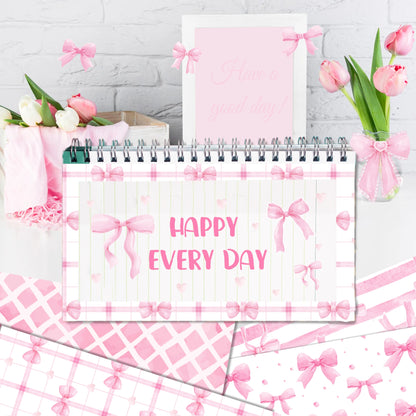 Scrapbook-Papier mit pinken Schleifen, 24 Blatt
