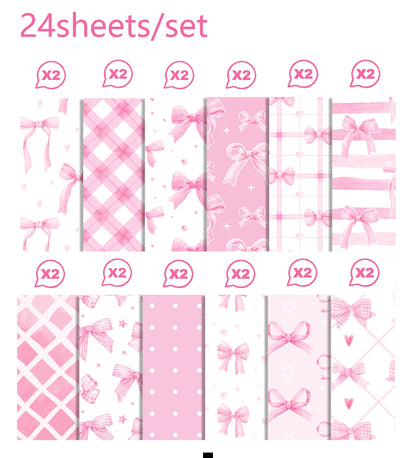 Scrapbook-Papier mit pinken Schleifen, 24 Blatt